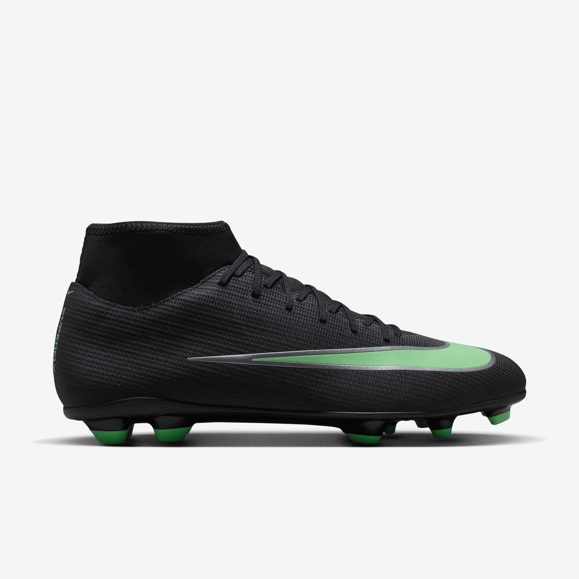 Nike Mercurial Superfly 11 Club Multi-Ground High-Top Soccer Cleats - Black/Illusion Green-Black