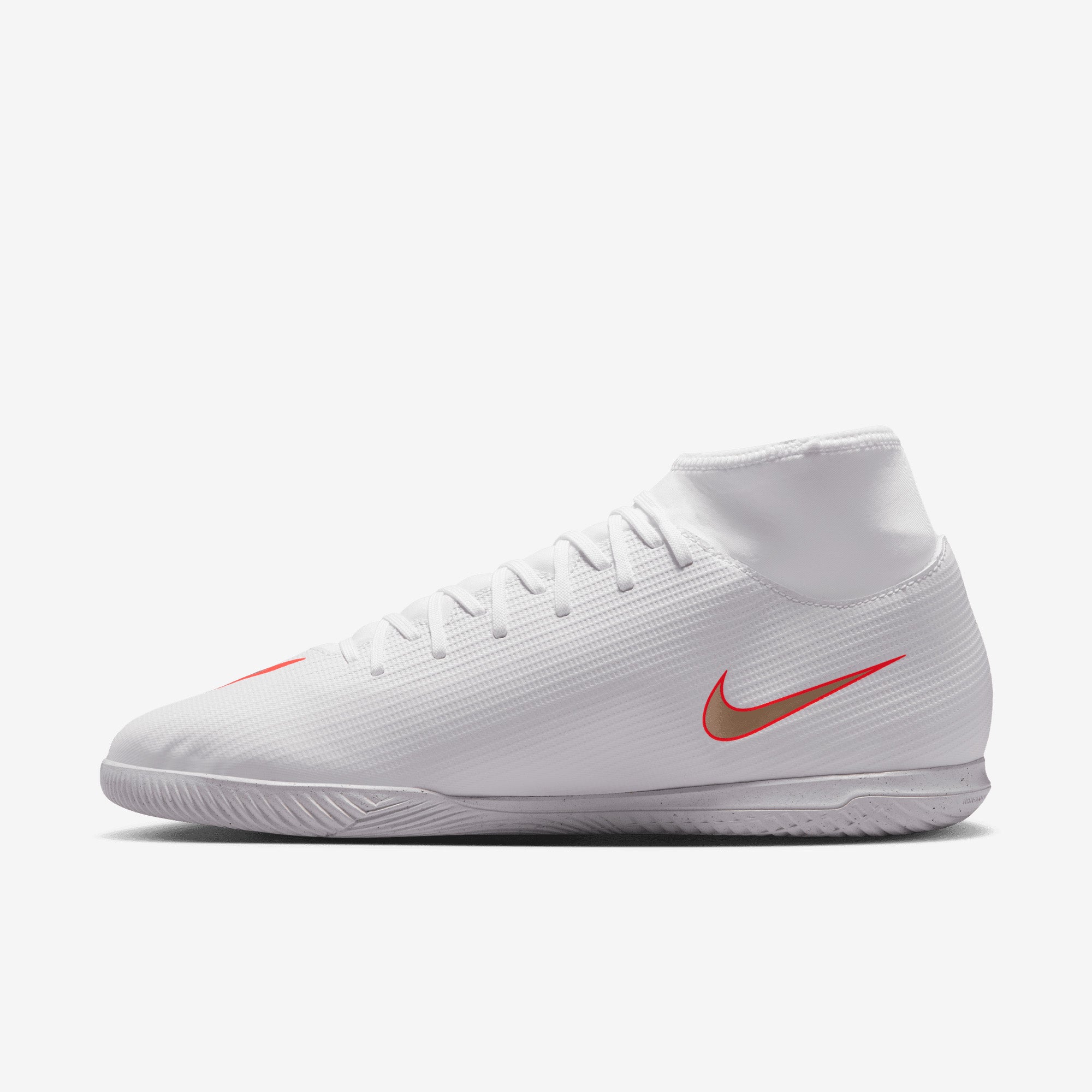 Nike Mercurial Superfly 11 Club Indoor/Court High-Top Soccer Shoes - White/Blur-Bright Crimson