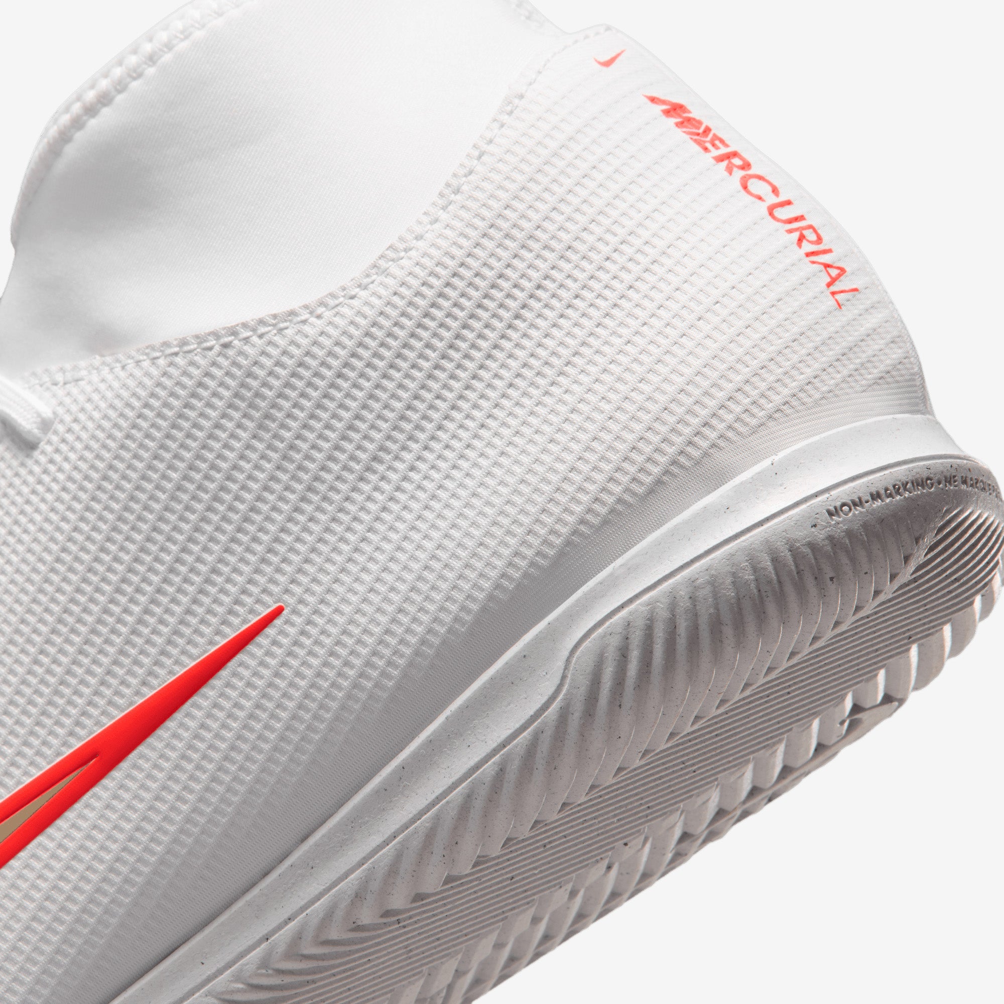 Nike Mercurial Superfly 11 Club Indoor/Court High-Top Soccer Shoes - White/Blur-Bright Crimson