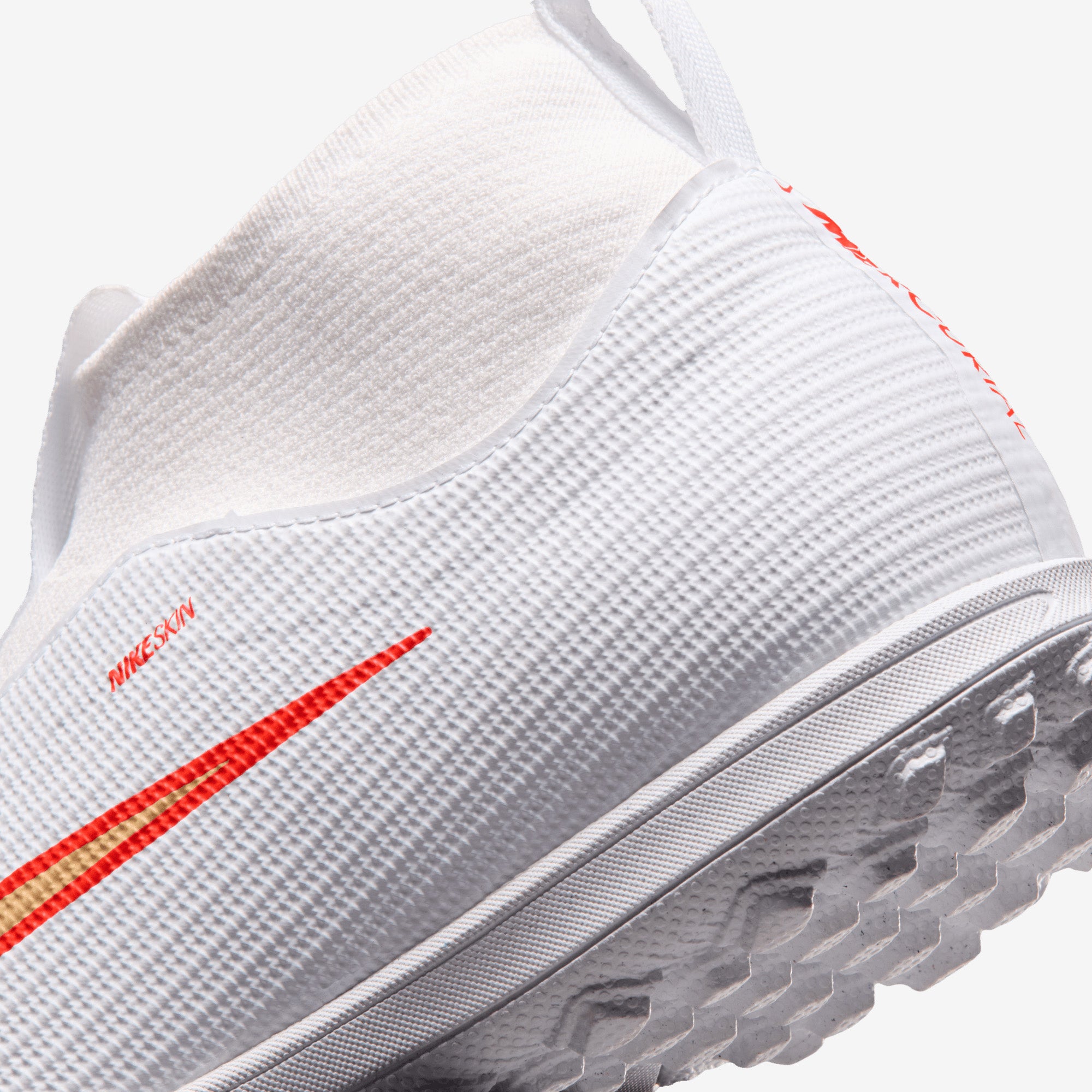 Nike Jr. Mercurial Superfly 11 Academy Big Kids' Turf High-Top Soccer Shoes - White/Blur-Bright Crimson