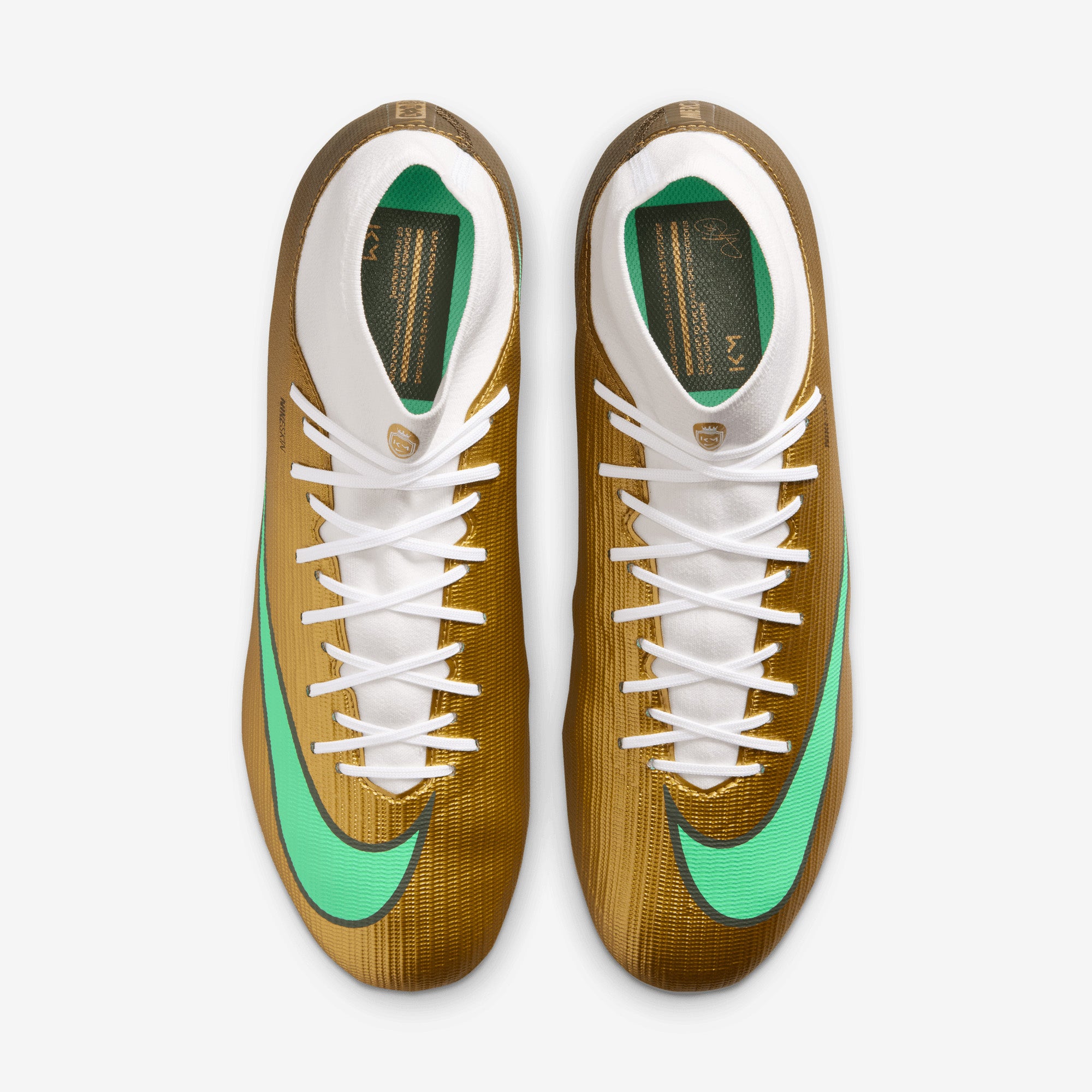 Nike Mercurial Superfly 11 Academy Kylian Mbappé Multi-Ground High-Top Soccer Cleats - Metallic Gold/Green Glow