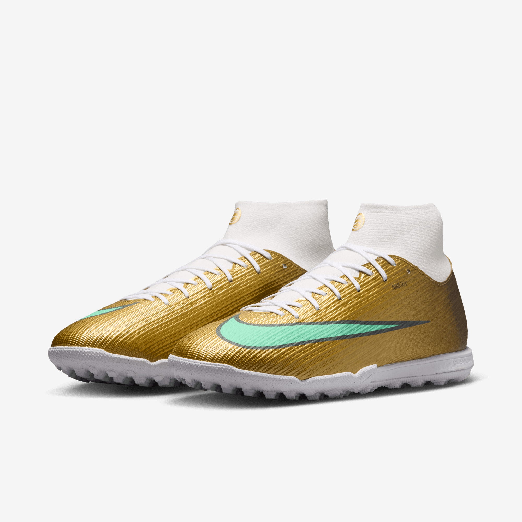 Nike Mercurial Superfly 11 Academy Kylian Mbappé Turf High-Top Soccer Shoes - Metallic Gold/Green Glow