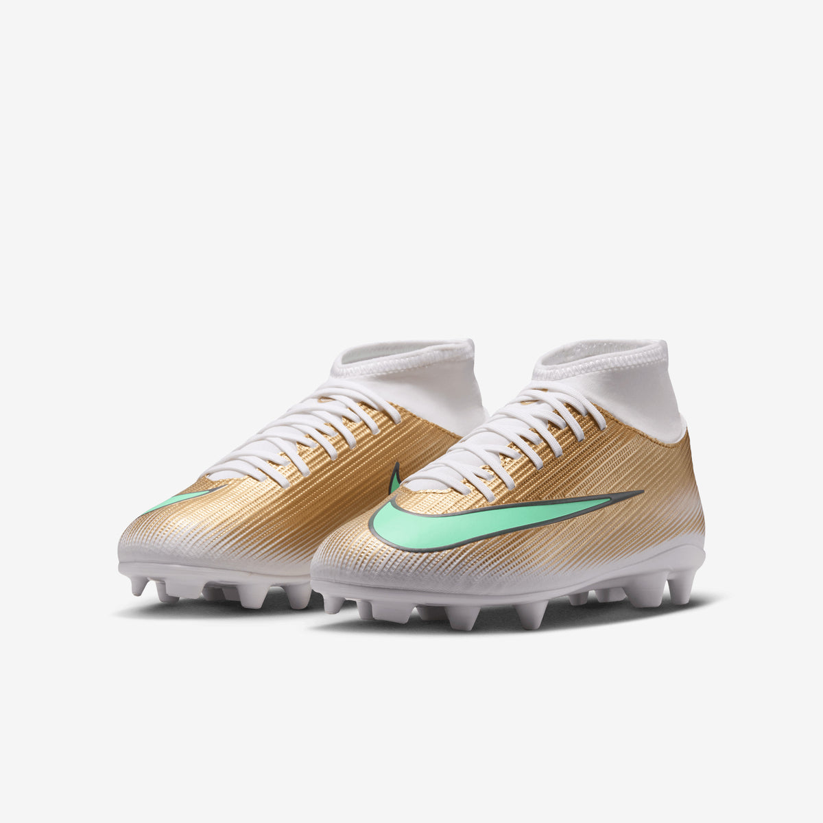 Nike Jr. Mercurial Superfly 11 Club Kylian Mbappé Big Kids' Multi-Ground High-Top Soccer Cleats - Metallic Gold/Green Glow