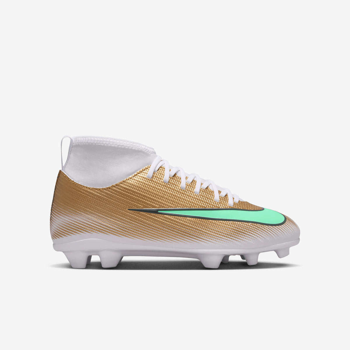 Nike Jr. Mercurial Superfly 11 Club Kylian Mbappé Big Kids' Multi-Ground High-Top Soccer Cleats - Metallic Gold/Green Glow