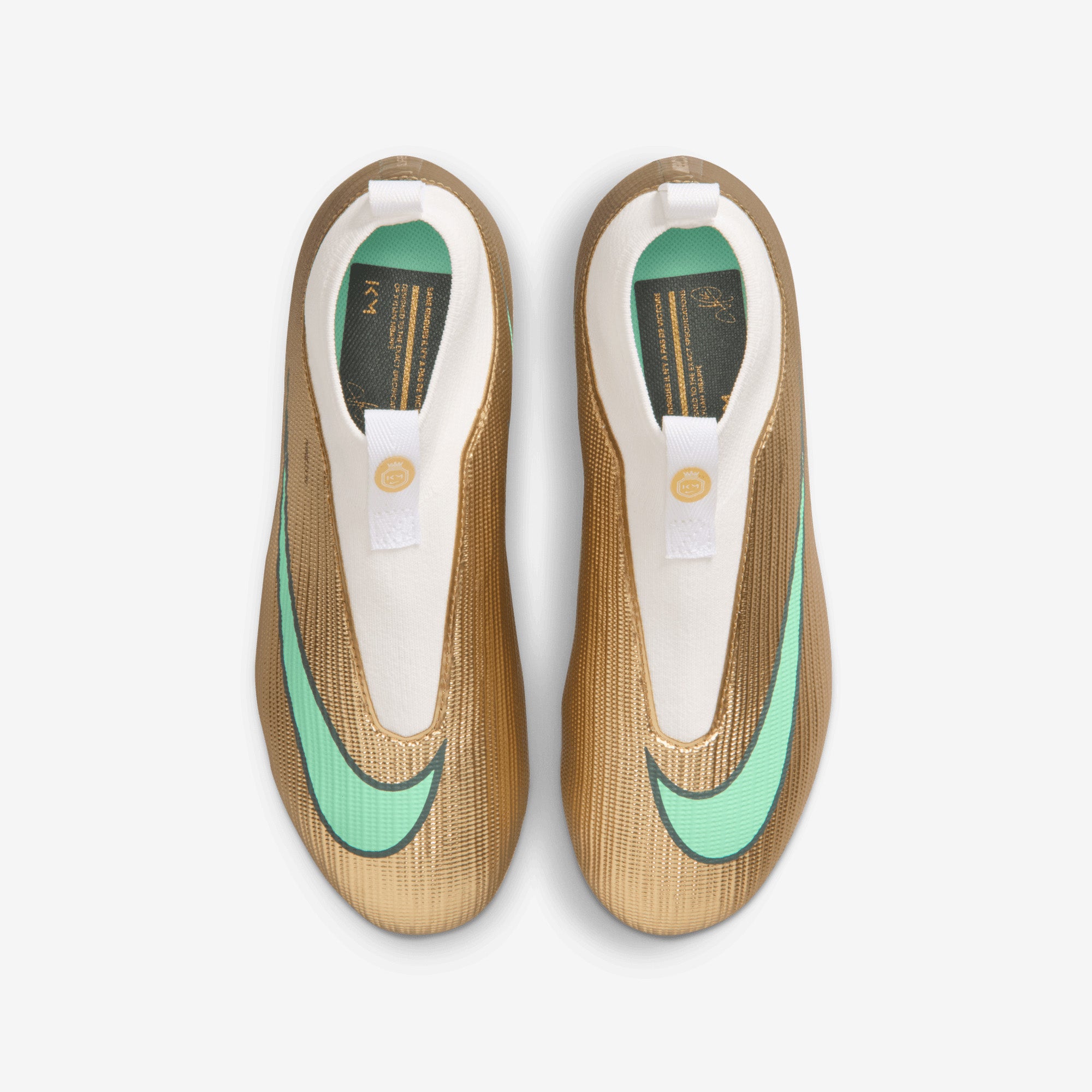 Nike Jr. Mercurial Superfly 11 Academy Kylian Mbappé Big Kids' Multi-Ground High-Top Soccer Cleats - Metallic Gold/Green Glow