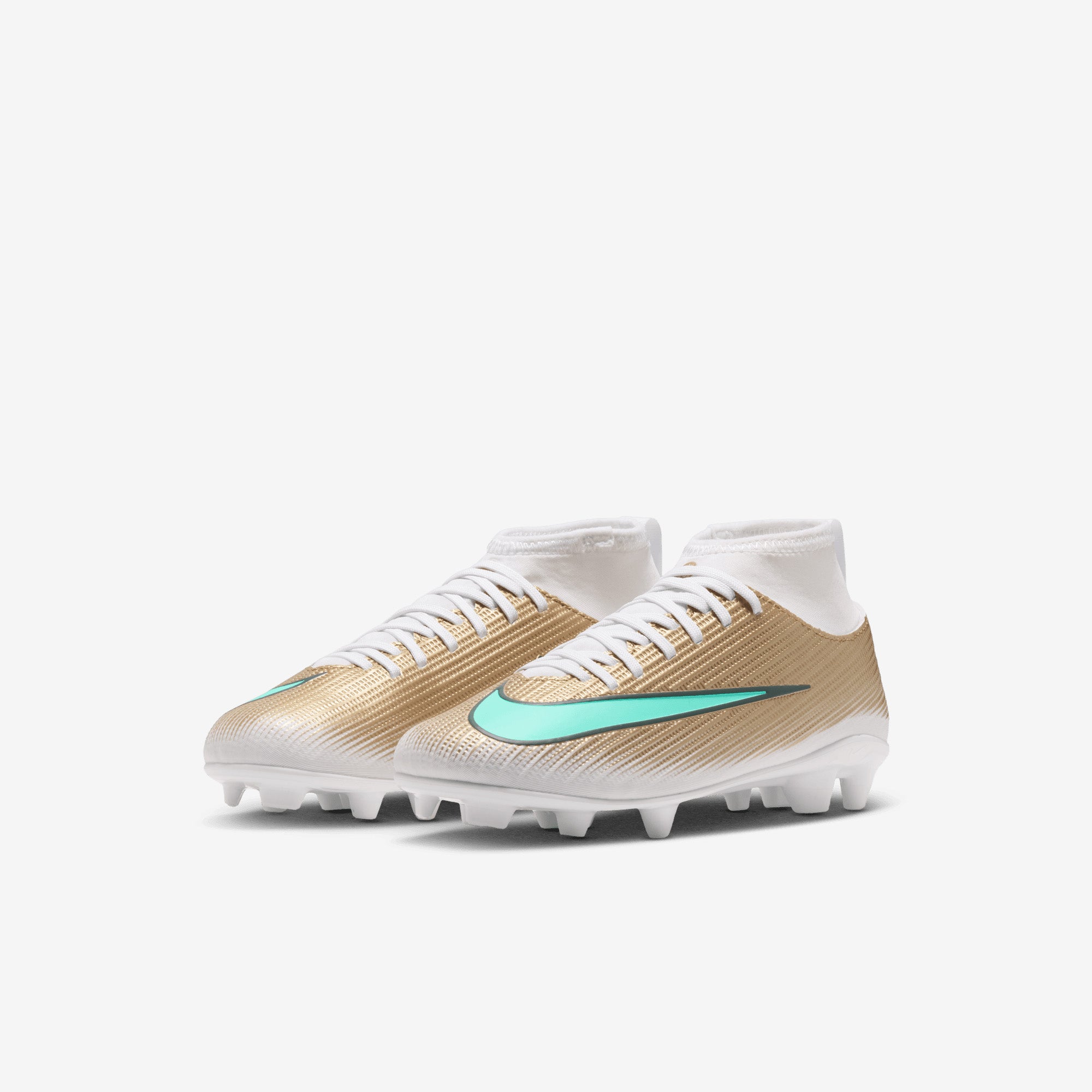 Nike Jr. Mercurial Superfly 11 Club Kylian Mbappé Little Kids' Multi-Ground High-Top Soccer Cleats - Metallic Gold/Green Glow