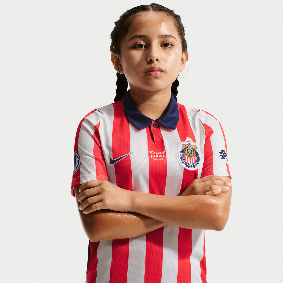 Nike Chivas 2026/27 Stadium Home Big Kids' Nike Dri-FIT Soccer Replica Jersey - White/Speed Red/Loyal Blue