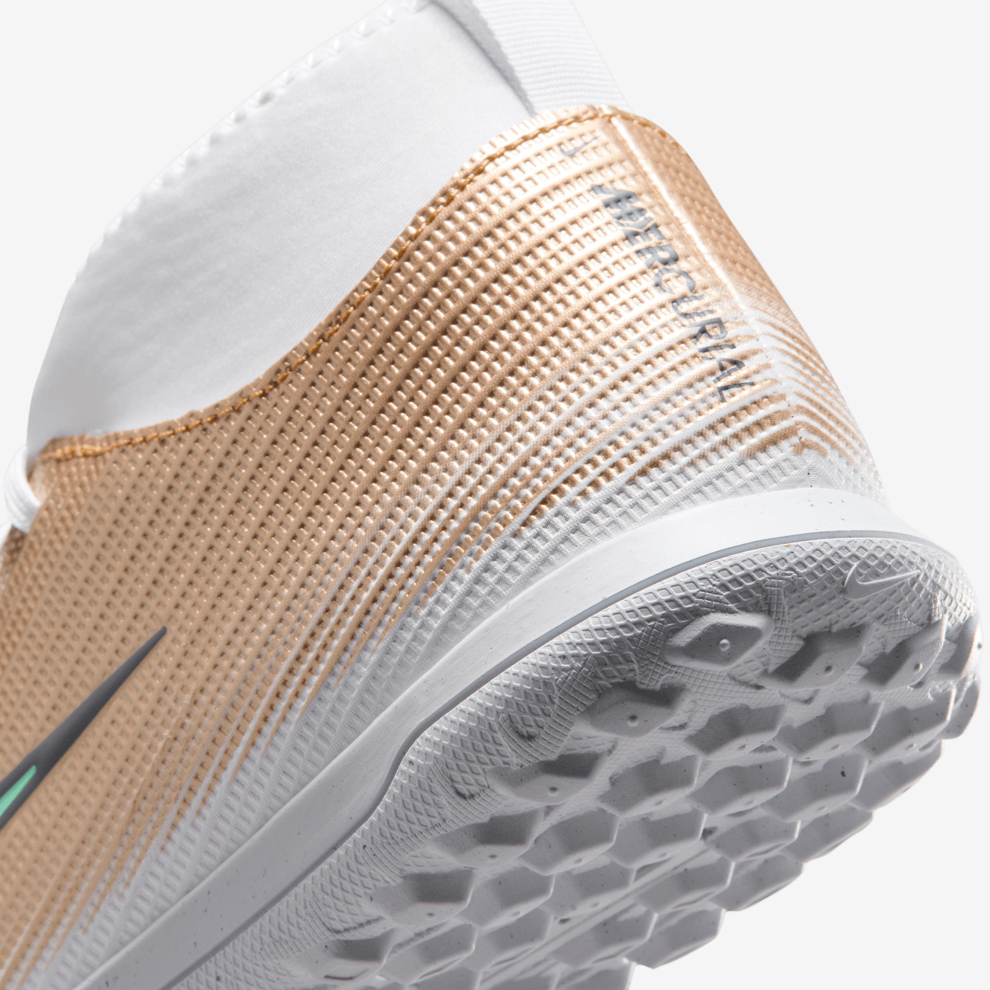 Nike Jr. Mercurial Superfly 11 Club Kylian Mbappé Big Kids' Turf High-Top Soccer Shoes - Metallic Gold/Green Glow