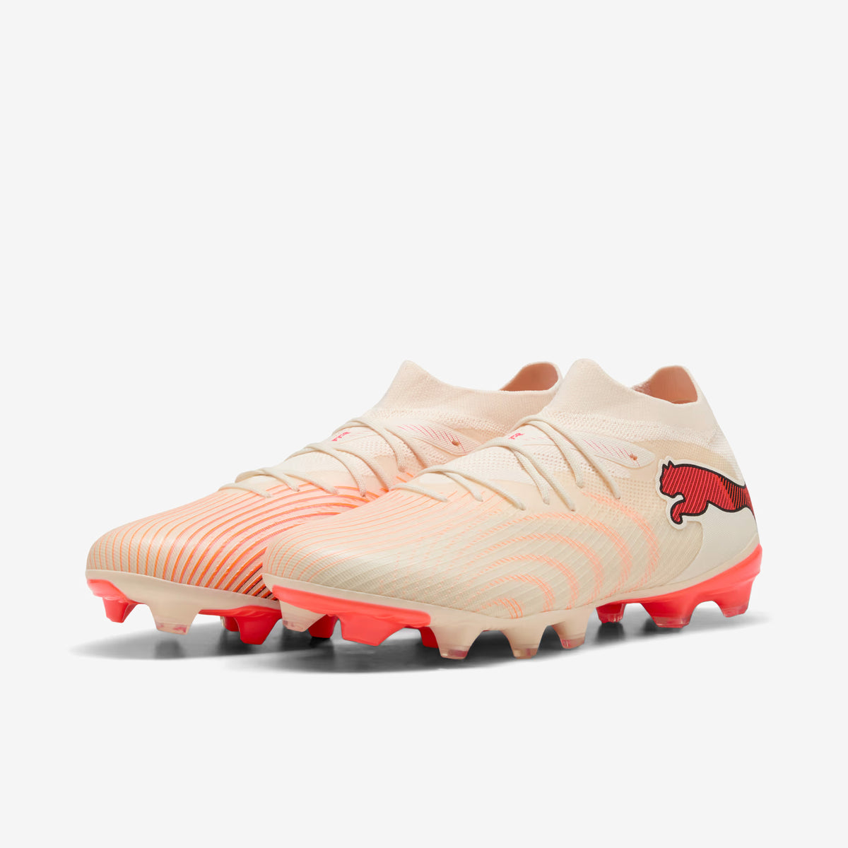 PUMA FUTURE 9 MATCH Firm/Artificial-Ground Low-Top Soccer Cleats - SUGARED ALMOND-PUMA WHITE-ULTRA RED-PUMA B