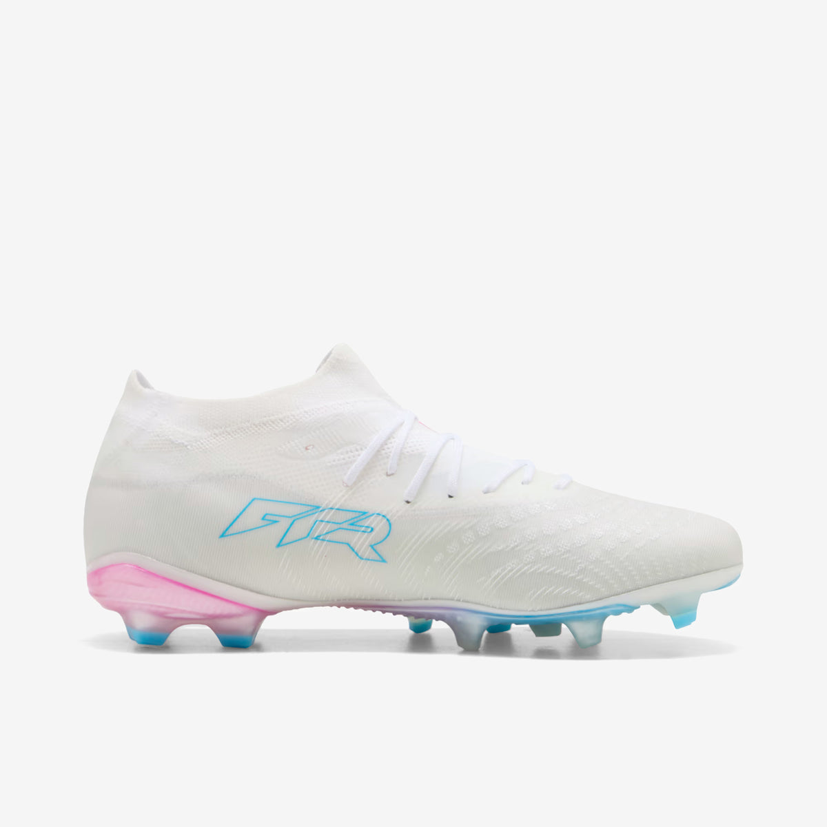 PUMA FUTURE 9 MATCH Firm/Artificial-Ground Low-Top Soccer Cleats - PUMA White-Luminous Blue-Luminous Pink