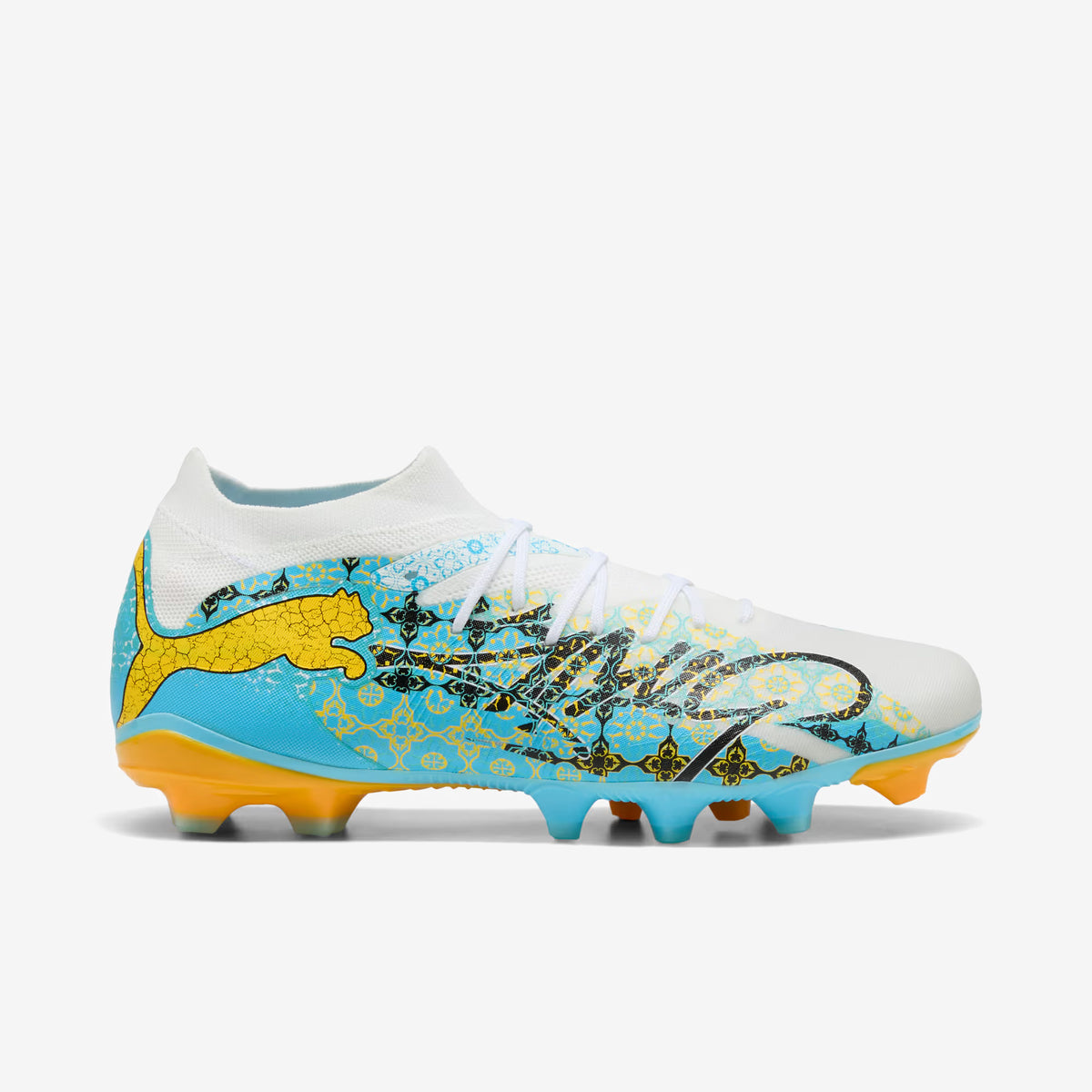 PUMA FUTURE 9 MATCH PLAYMAKER Firm/Artificial-Ground Low-Top Soccer Cleats - PUMA White-Vibrant Blue-Sun Stream-Light Aqua