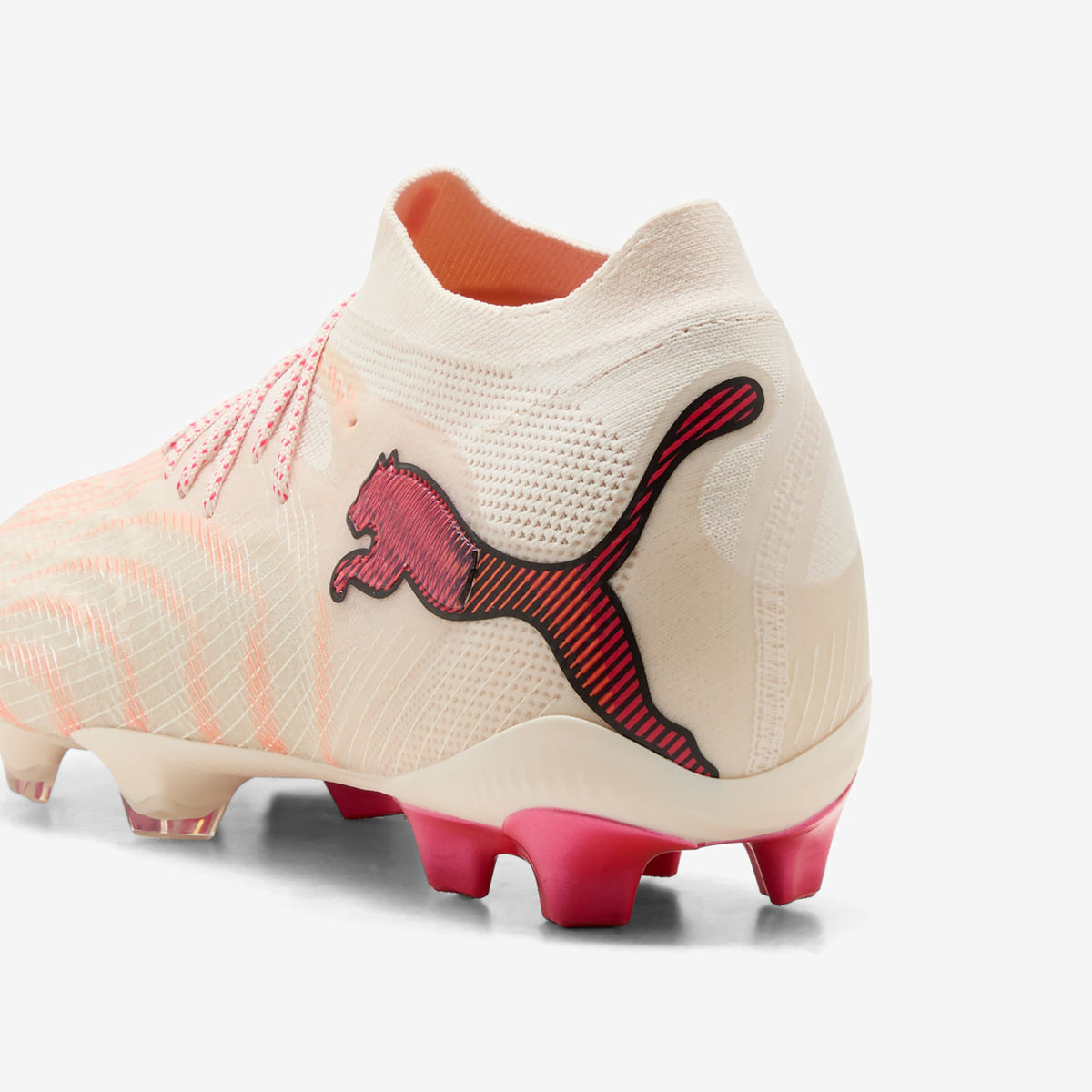 PUMA FUTURE 9 ULTIMATE Firm-Ground Low-Top Soccer Cleats - Sugared Almond-PUMA White-Ultra Red-PUMA Black