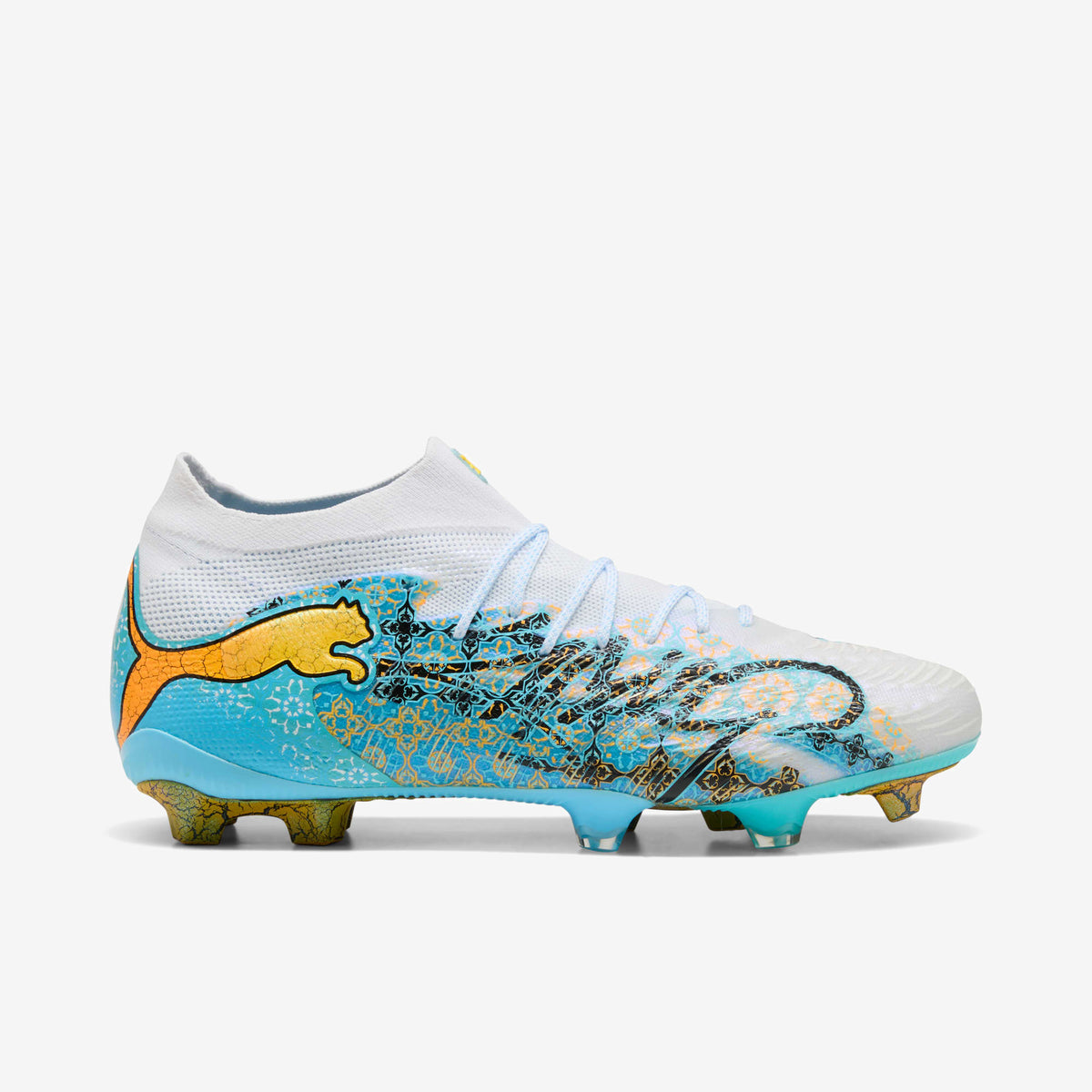 PUMA FUTURE 9 ULTIMATE PLAYMAKER Firm-Ground Low-Top Soccer Cleats - PUMA White-Vibrant Blue-Sun Stream-Light Aqua