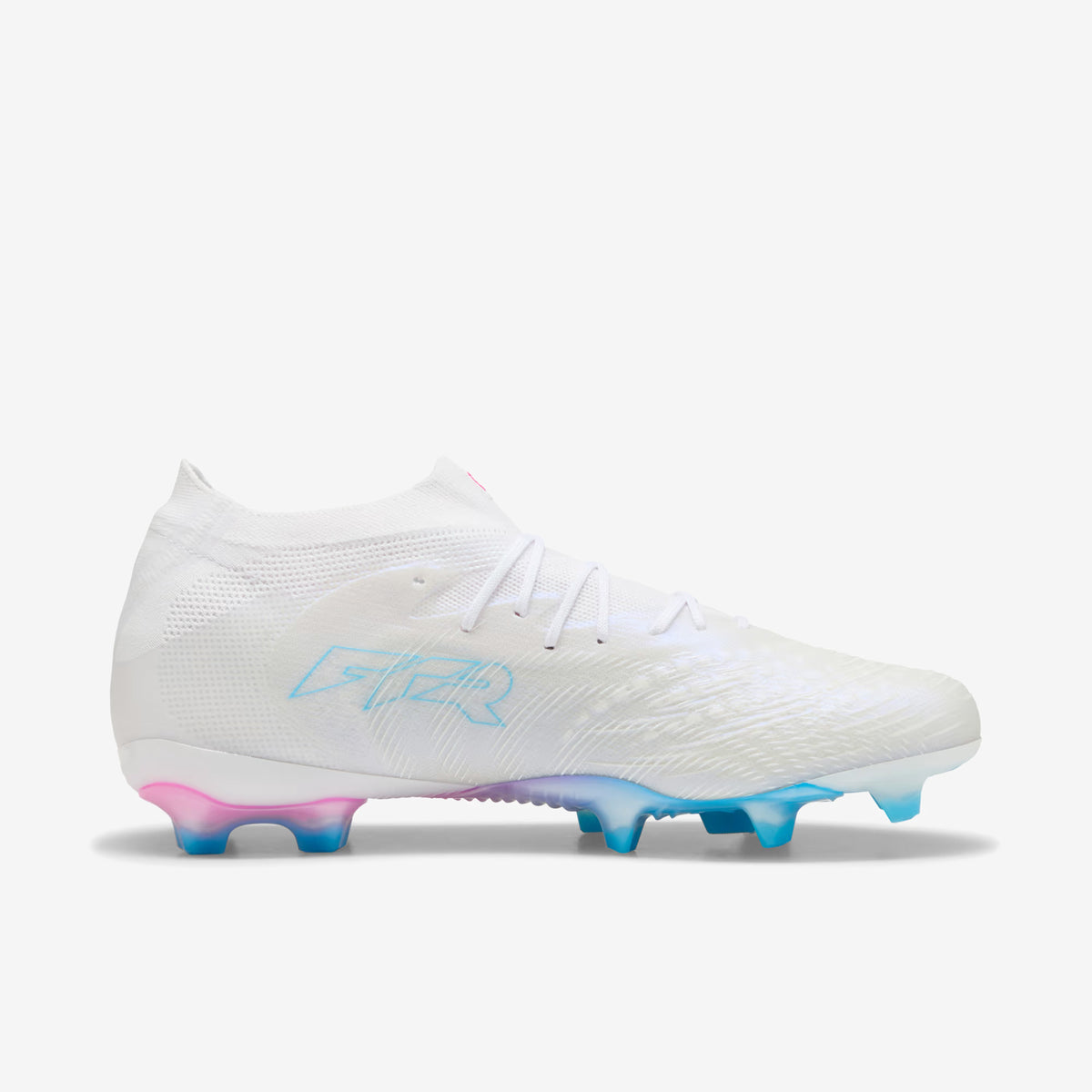 PUMA FUTURE 9 ULTIMATE Firm-Ground Low-Top Soccer Cleats - PUMA White-Luminous Blue-Luminous Pink