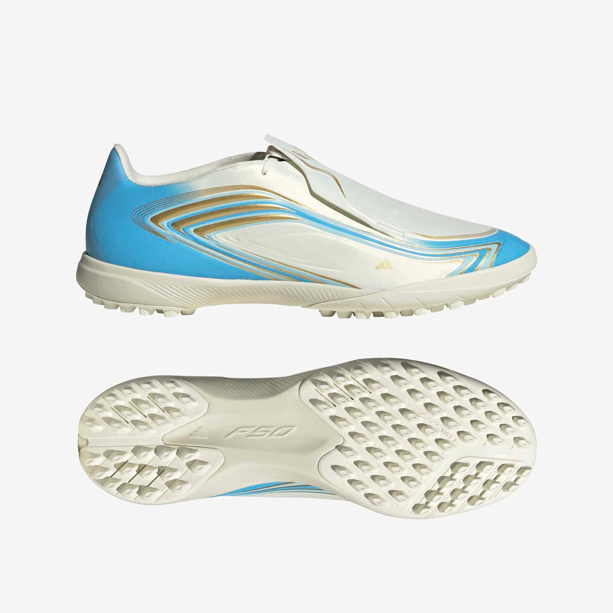 adidas F50 Messi League Turf Low-Top Soccer Shoes - Ivory / Semi Blue Burst / Icey Blue