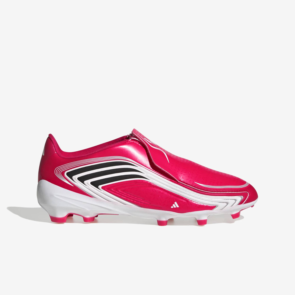 adidas Jr. F50 Messi League Laceless Big Kids' Firm-Ground Low-Top Soccer Cleats - Lucid Red / Core Black / Pure Ruby