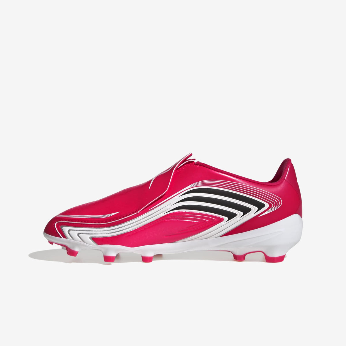 adidas Jr. F50 Messi League Laceless Big Kids' Firm-Ground Low-Top Soccer Cleats - Lucid Red / Core Black / Pure Ruby
