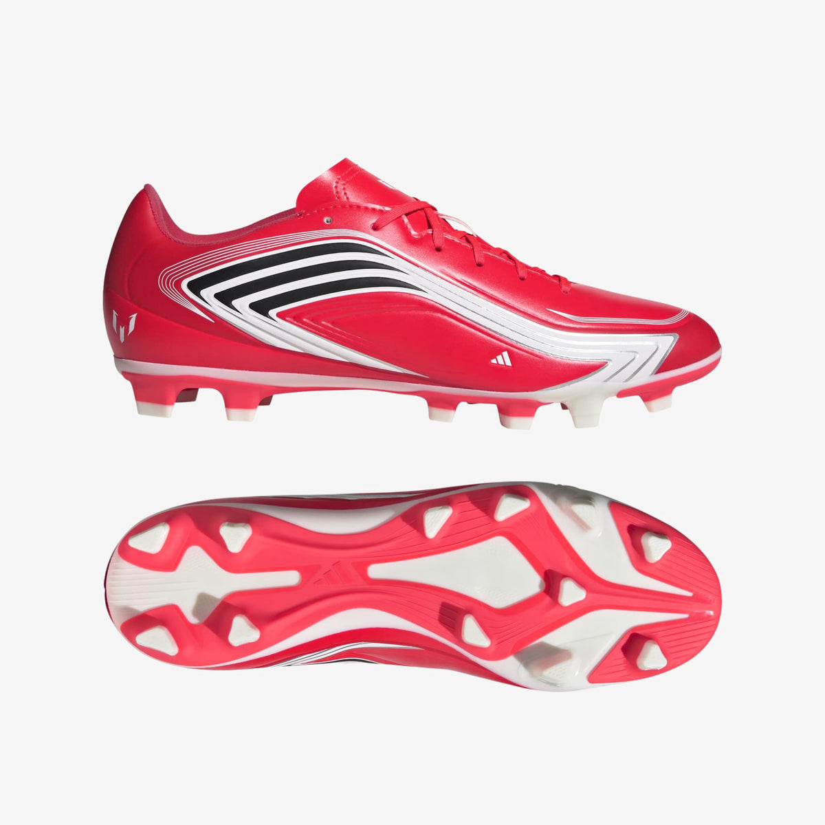 adidas F50 Messi Club Firm/Multi-Ground Low-Top Soccer Cleats - Lucid Red / Core Black / Pure Ruby
