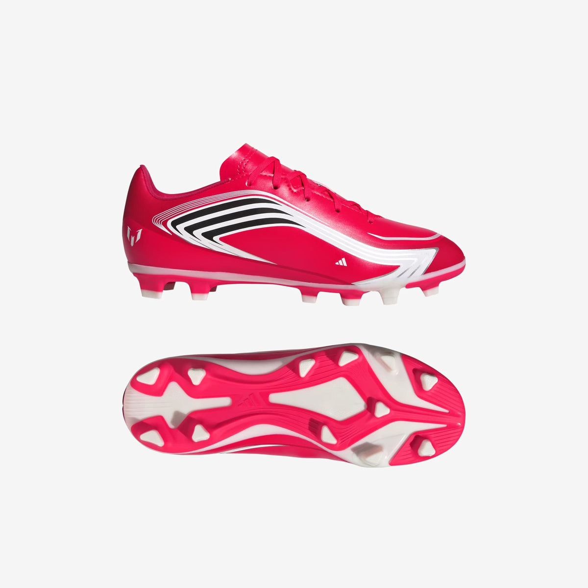 adidas Jr. F50 Messi Club Little/Big Kids' Firm/Multi-Ground Low-Top Soccer Cleats - Lucid Red / Core Black / Pure Ruby
