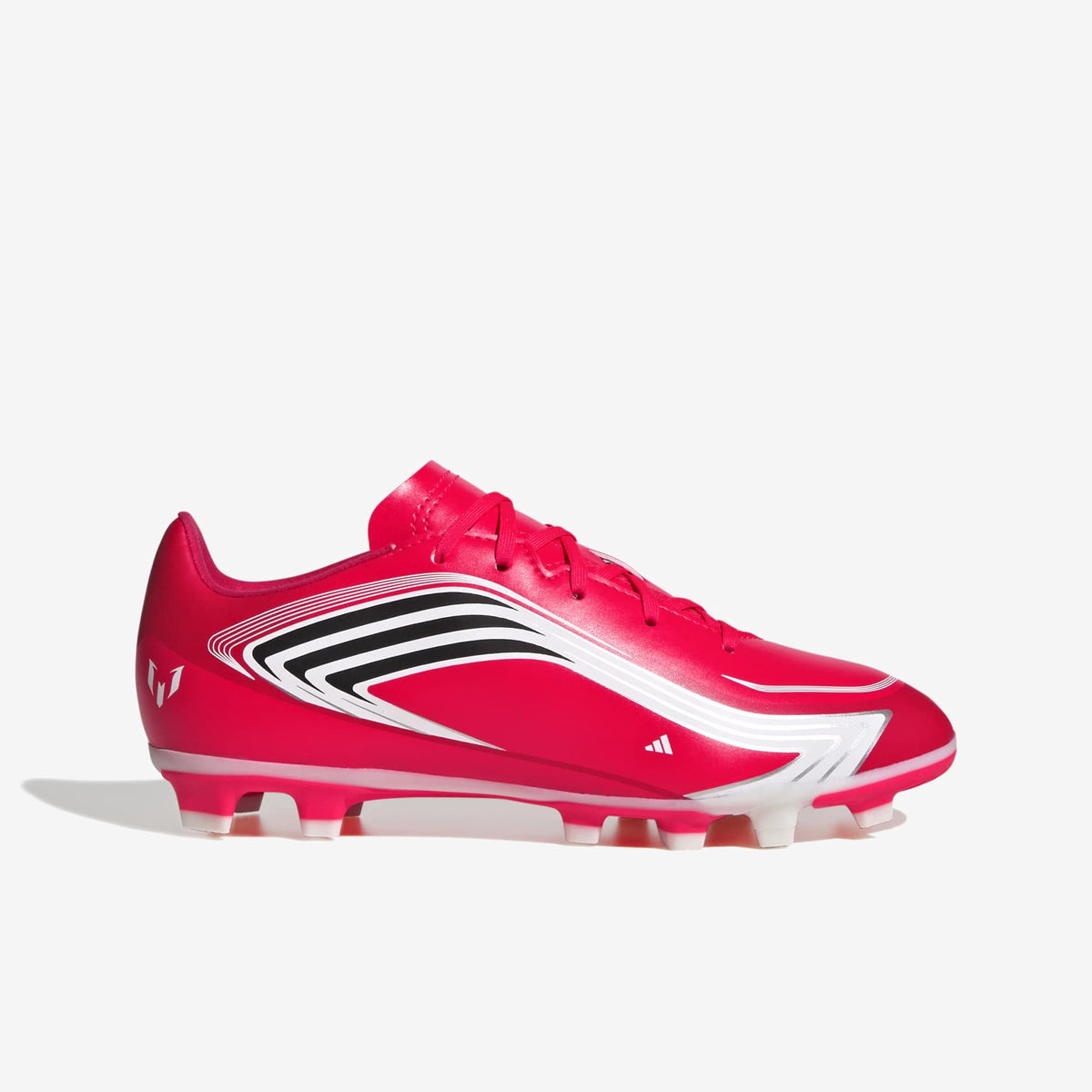 adidas Jr. F50 Messi Club Little/Big Kids' Firm/Multi-Ground Low-Top Soccer Cleats - Lucid Red / Core Black / Pure Ruby