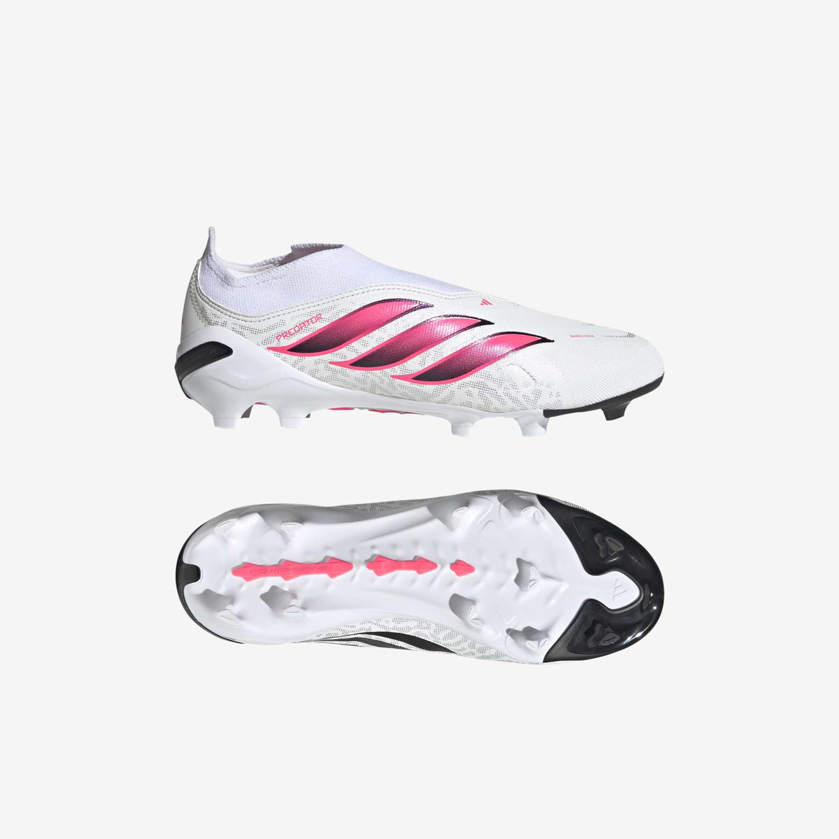 adidas Jr. Predator League Laceless Big Kids' Firm-Ground Low-Top Soccer Cleats - Cloud White / Solar Turbo / Core Black