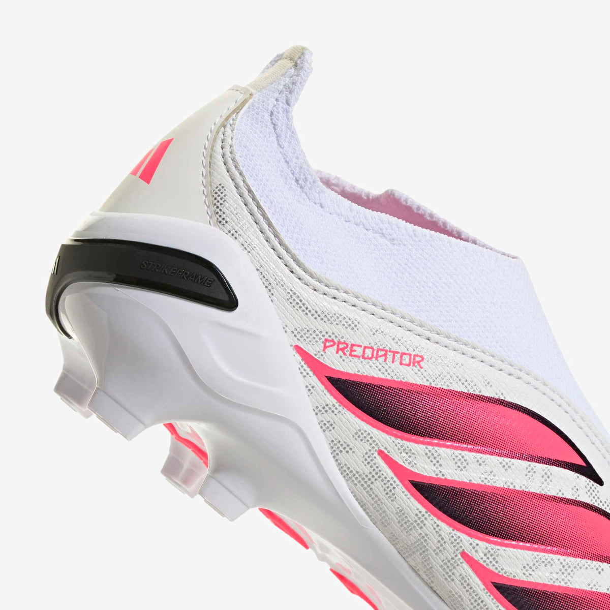 adidas Jr. Predator League Laceless Big Kids' Firm-Ground Low-Top Soccer Cleats - Cloud White / Solar Turbo / Core Black