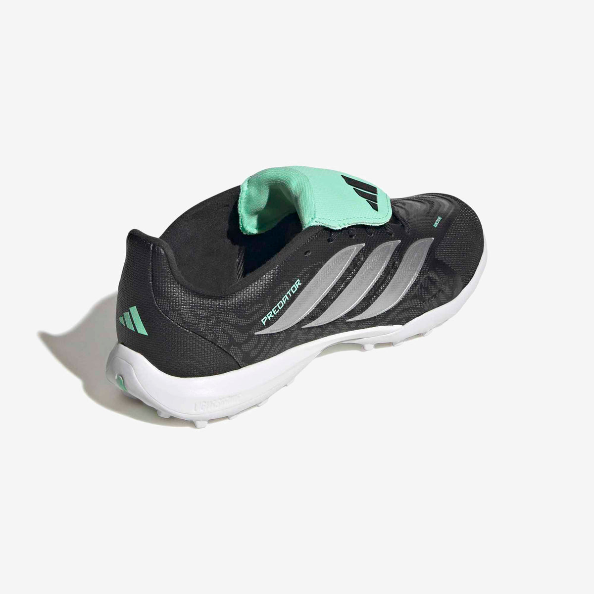 adidas Jr. Predator League Fold-Over Tongue Big Kids' Turf Low-Top Soccer Shoes - Core Black / Silver Met. / Pulse Mint