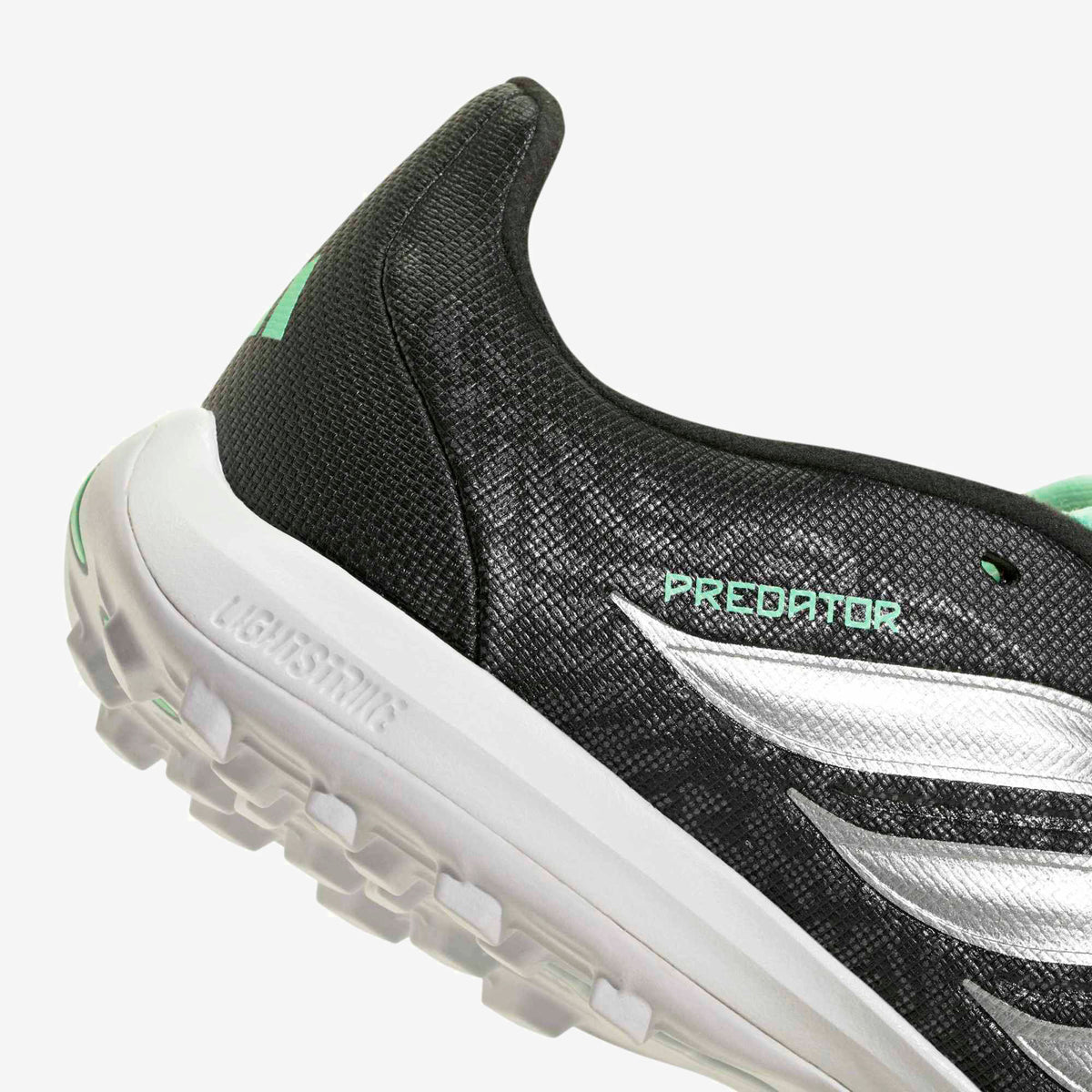 adidas Jr. Predator League Fold-Over Tongue Big Kids' Turf Low-Top Soccer Shoes - Core Black / Silver Met. / Pulse Mint