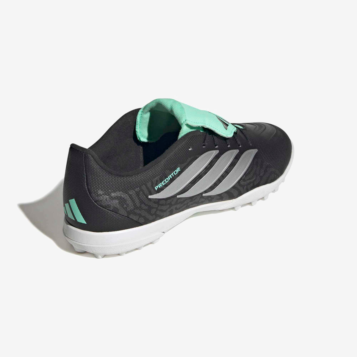 adidas Predator Club Fold-Over Tongue Firm-Ground Low-Top Soccer Cleats - Core Black / Silver Met. / Pulse Mint
