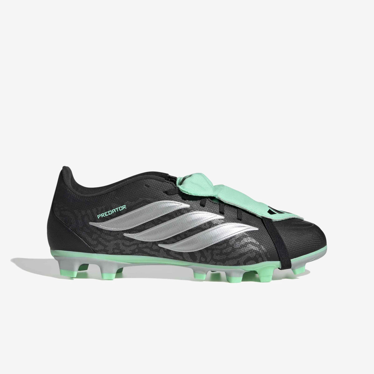 adidas Predator Club Fold-Over Tongue Firm/Multi-Ground Low-Top Soccer Cleats - Core Black / Silver Met. / Pulse Mint