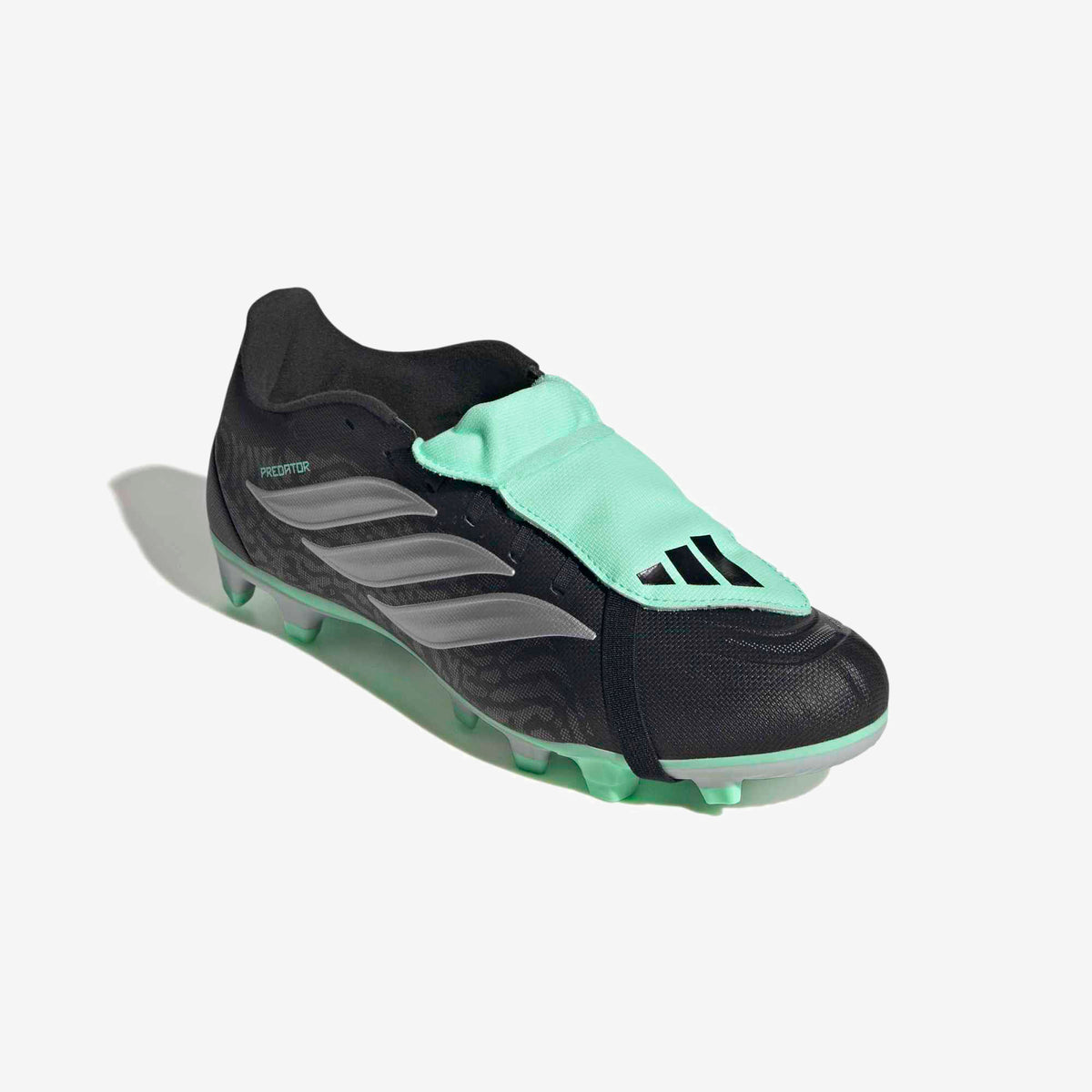adidas Predator Club Fold-Over Tongue Firm/Multi-Ground Low-Top Soccer Cleats - Core Black / Silver Met. / Pulse Mint