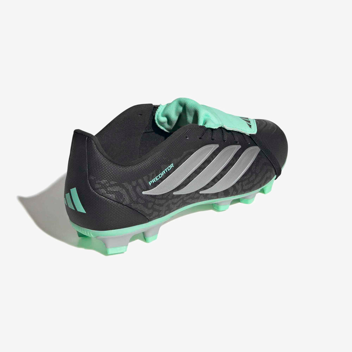 adidas Predator Club Fold-Over Tongue Firm/Multi-Ground Low-Top Soccer Cleats - Core Black / Silver Met. / Pulse Mint