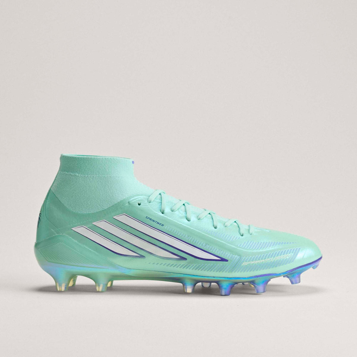 adidas F50 Sparkfusion Elite Firm Ground/Artificial Grass High-Top Soccer Cleats - Clear Mint / Ftwr White / Solar Purple