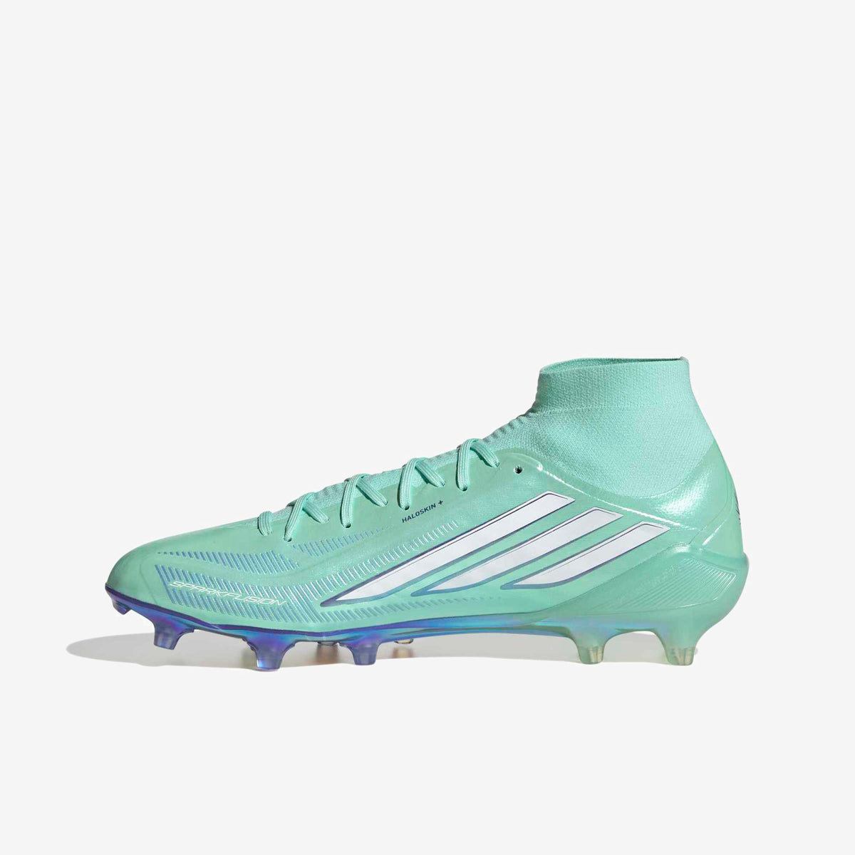 adidas F50 Sparkfusion Elite Firm Ground/Artificial Grass High-Top Soccer Cleats - Clear Mint / Ftwr White / Solar Purple