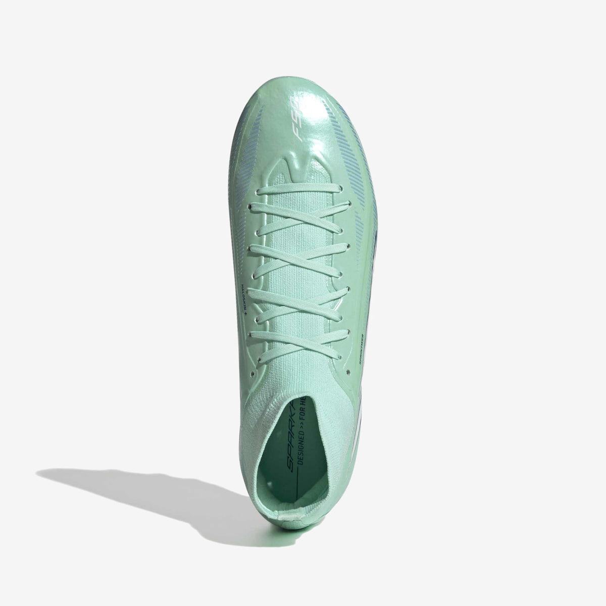 adidas F50 Sparkfusion Pro Firm Ground/Artificial Grass High-Top Soccer Cleats - Clear Mint / Ftwr White / Solar Purple