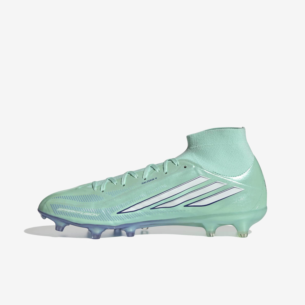 adidas F50 Sparkfusion Pro Firm Ground/Artificial Grass High-Top Soccer Cleats - Clear Mint / Ftwr White / Solar Purple