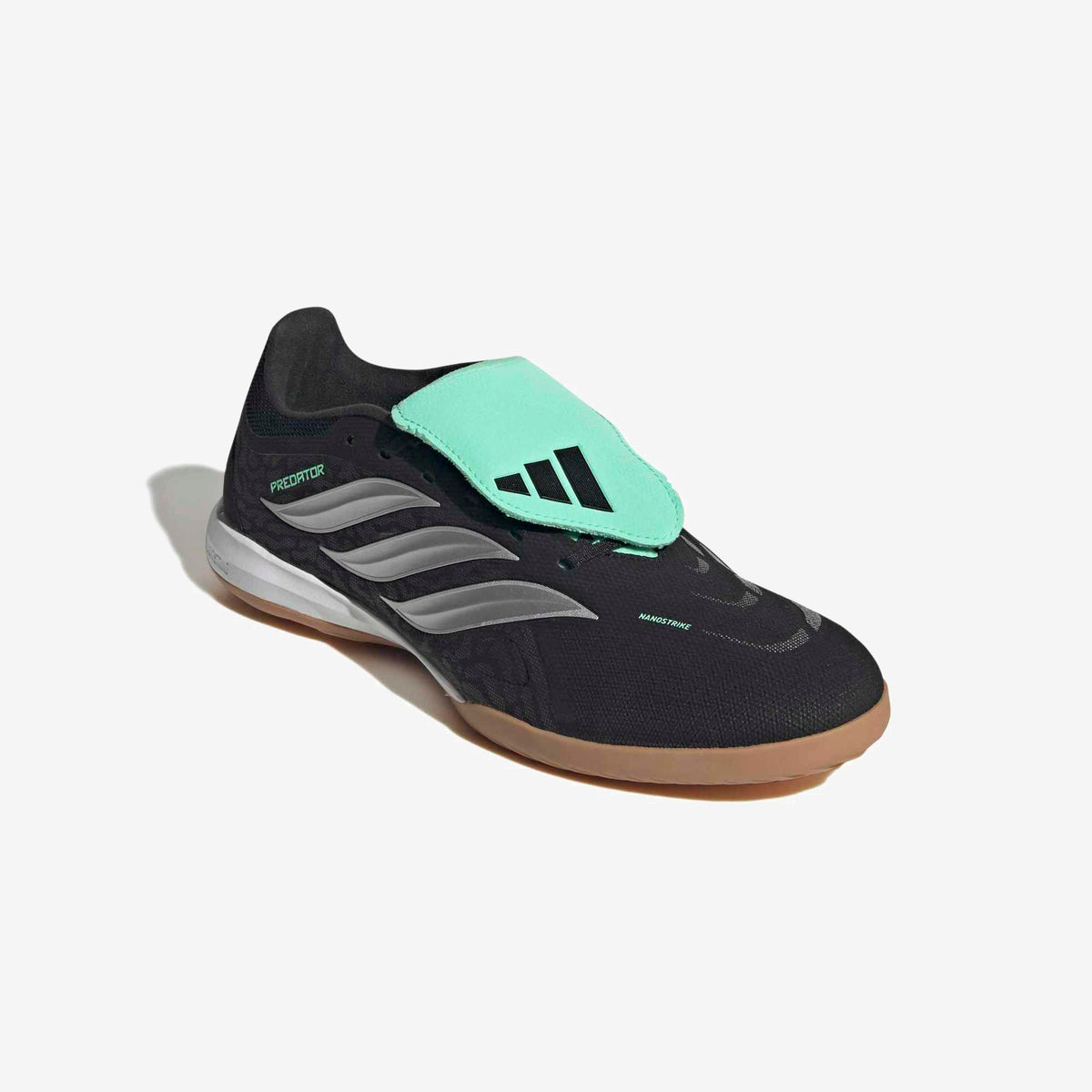 adidas Predator League Fold-Over Tongue Indoor/Court Low-Top Soccer Shoes - Core Black / Silver Met. / Pulse Mint