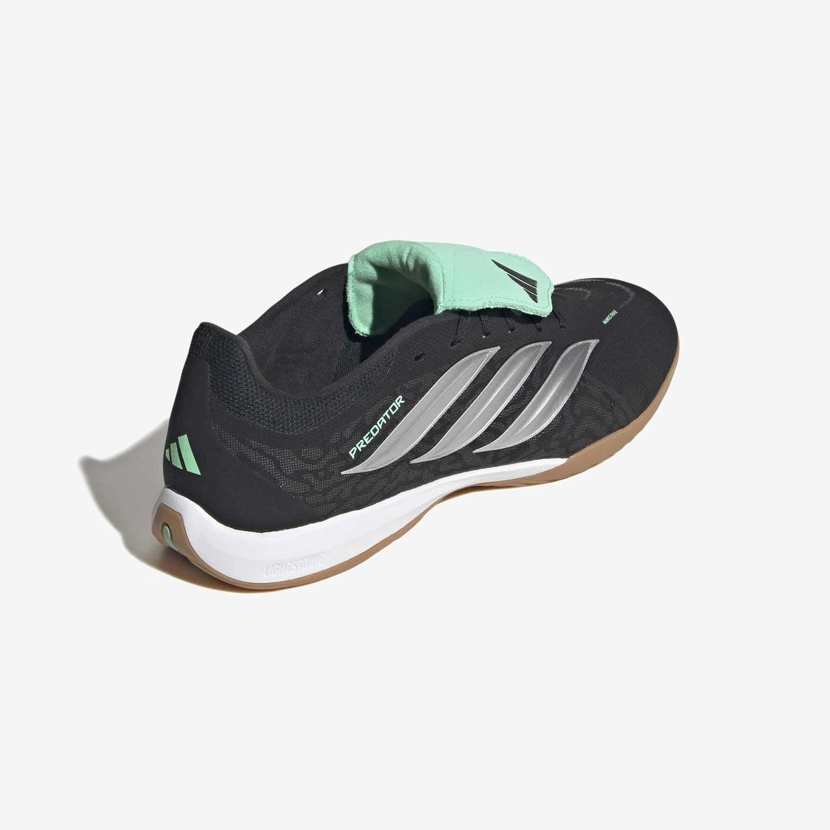 adidas Predator League Fold-Over Tongue Indoor/Court Low-Top Soccer Shoes - Core Black / Silver Met. / Pulse Mint