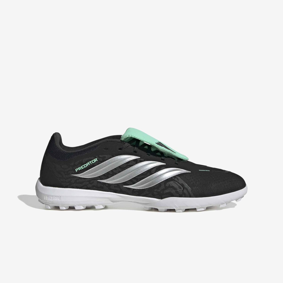 adidas Predator League Fold-Over Tongue Turf Low-Top Soccer Shoes - Core Black / Silver Met. / Pulse Mint