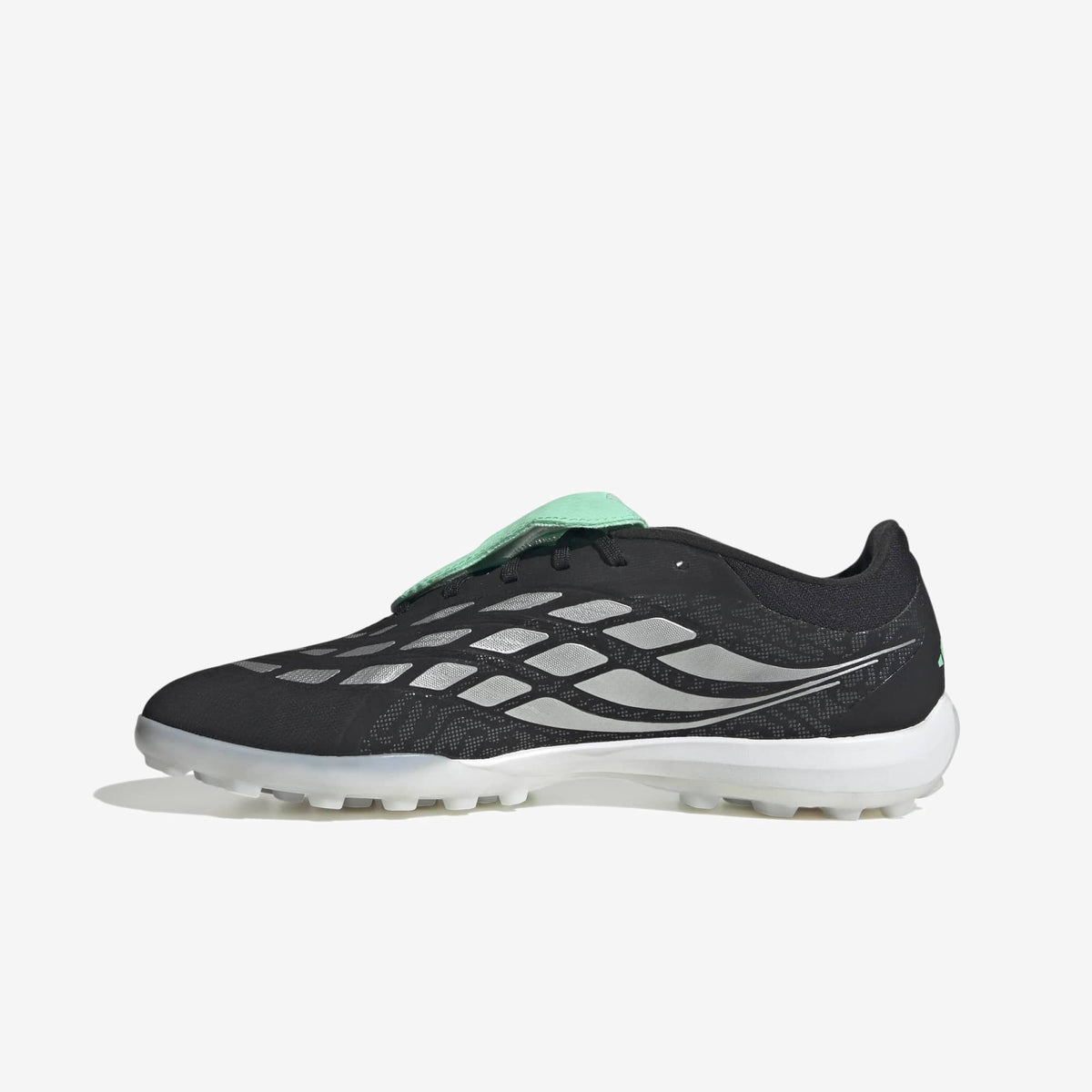 adidas Predator Pro Fold-Over Tongue Turf Low-Top Soccer Shoes - Core Black / Silver Met. / Pulse Mint
