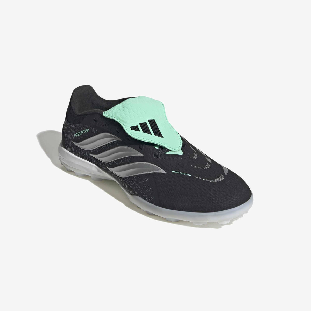 adidas Predator Pro Fold-Over Tongue Turf Low-Top Soccer Shoes - Core Black / Silver Met. / Pulse Mint