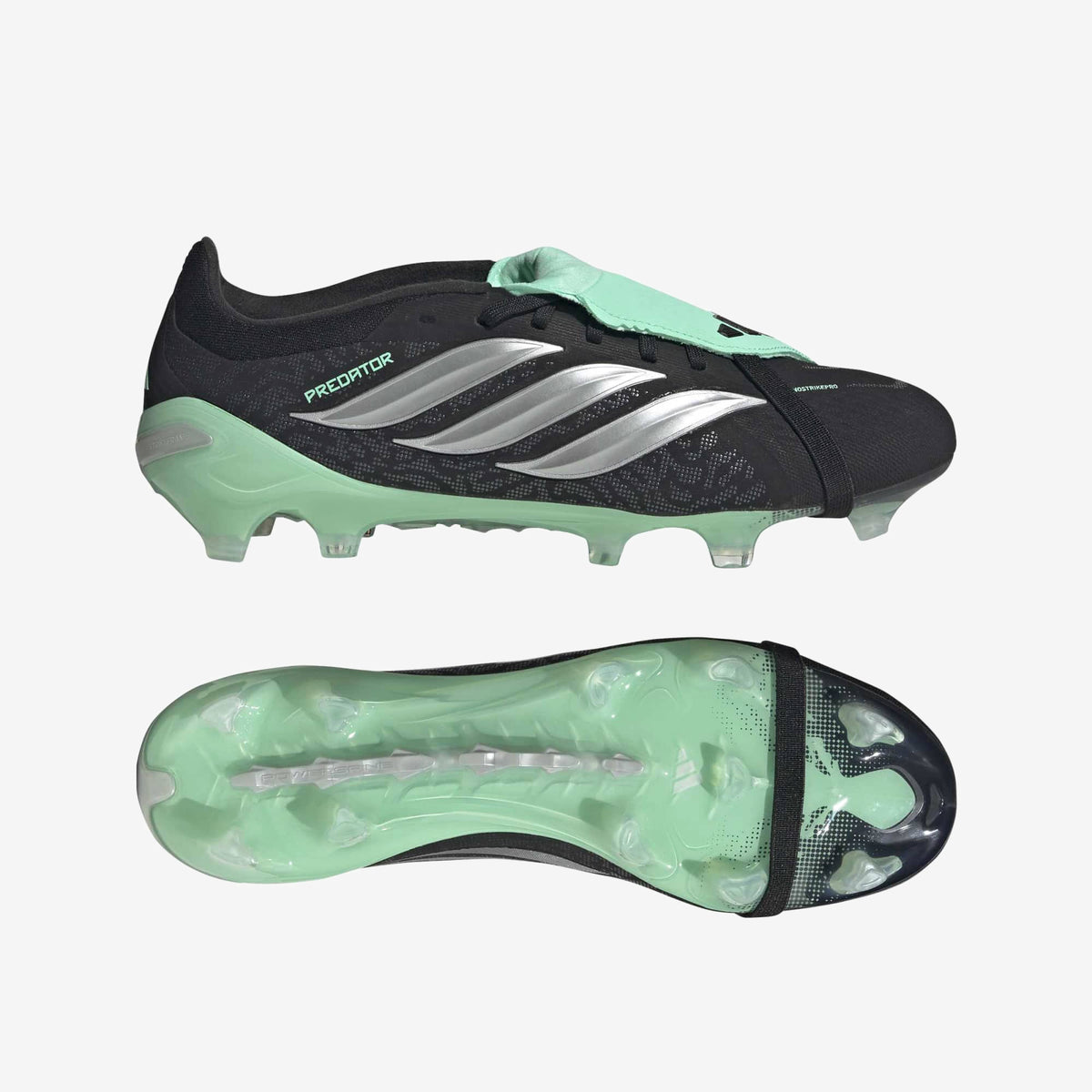adidas Predator Pro Fold-Over Tongue Firm-Ground Low-Top Soccer Cleats - Core Black / Silver Met. / Pulse Mint