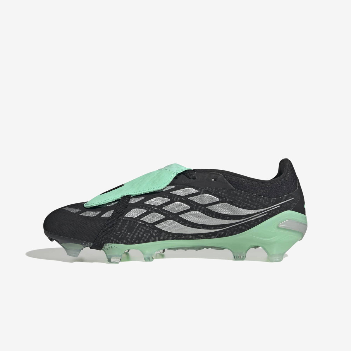 adidas Predator Pro Fold-Over Tongue Firm-Ground Low-Top Soccer Cleats - Core Black / Silver Met. / Pulse Mint