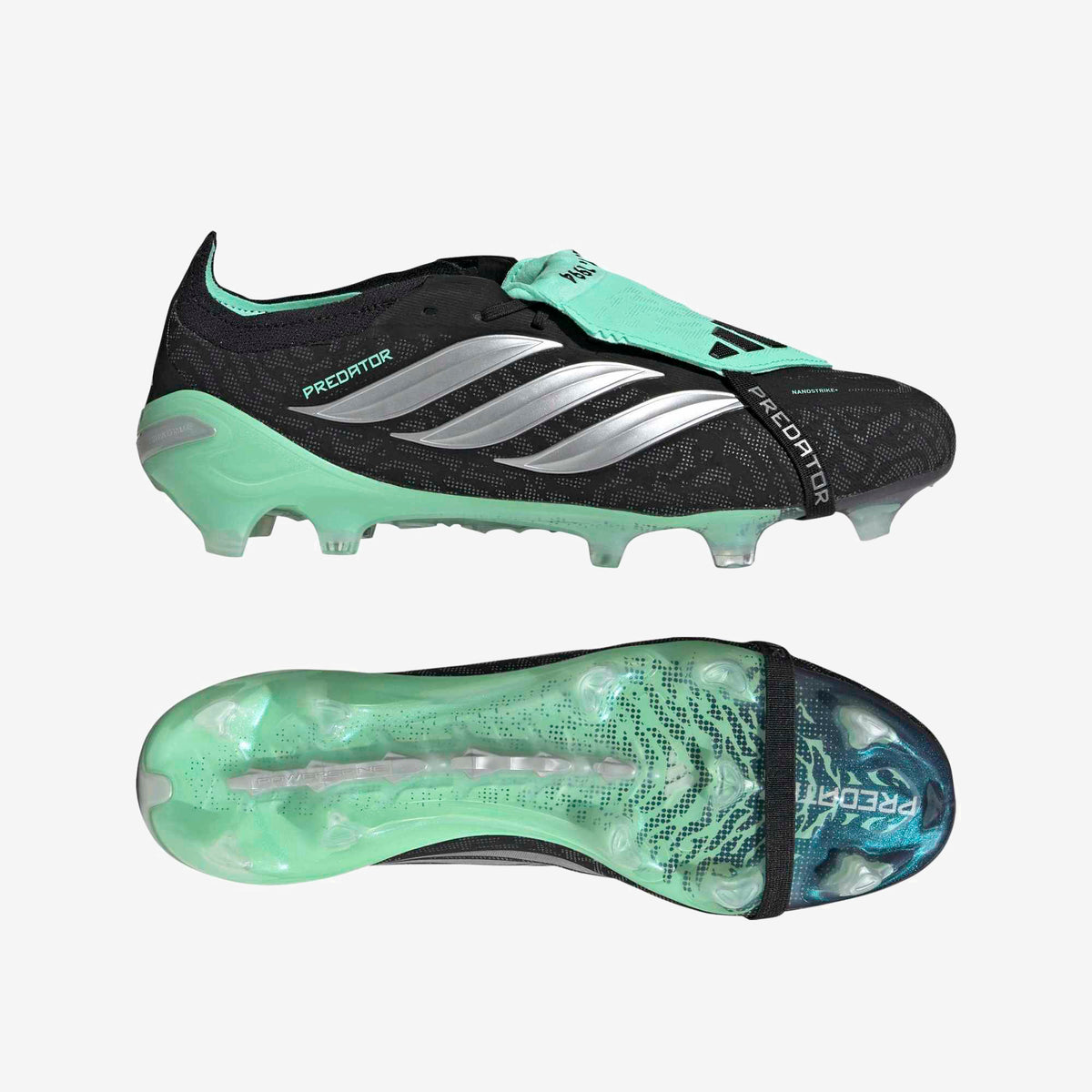 adidas Predator Elite Fold-Over Tongue Firm-Ground Low-Top Soccer Cleats - Core Black / Silver Met. / Pulse Mint