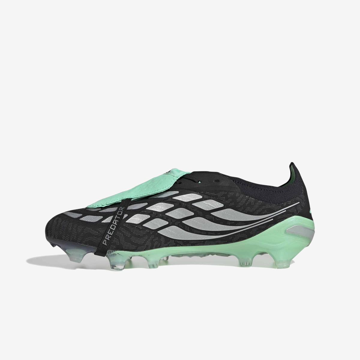 adidas Predator Elite Fold-Over Tongue Firm-Ground Low-Top Soccer Cleats - Core Black / Silver Met. / Pulse Mint