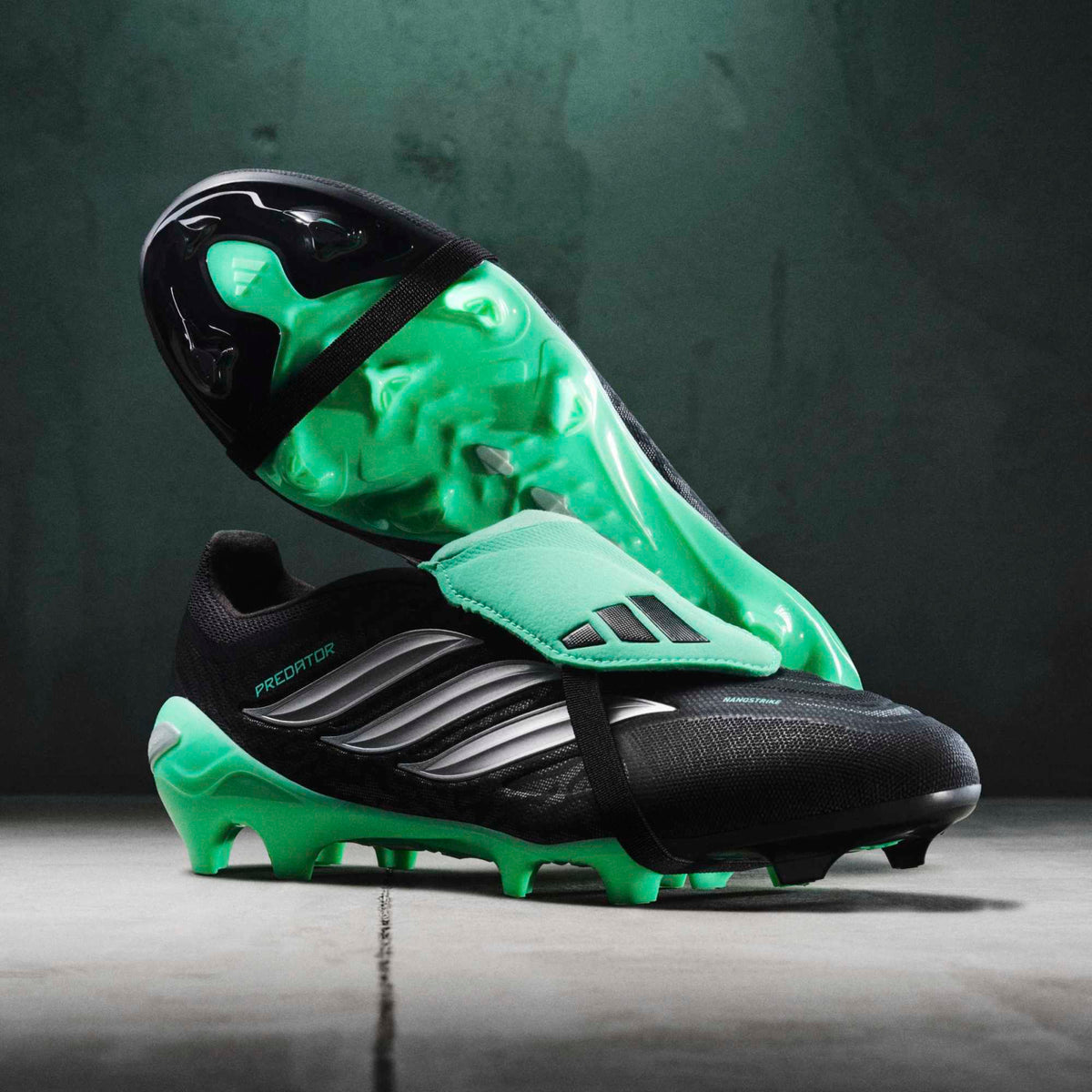 adidas Predator League Fold-Over Tongue Firm-Ground Low-Top Soccer Cleats - Core Black / Silver Met. / Pulse Mint