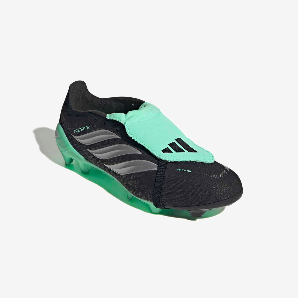 adidas Predator League Fold-Over Tongue Firm-Ground Low-Top Soccer Cleats - Core Black / Silver Met. / Pulse Mint