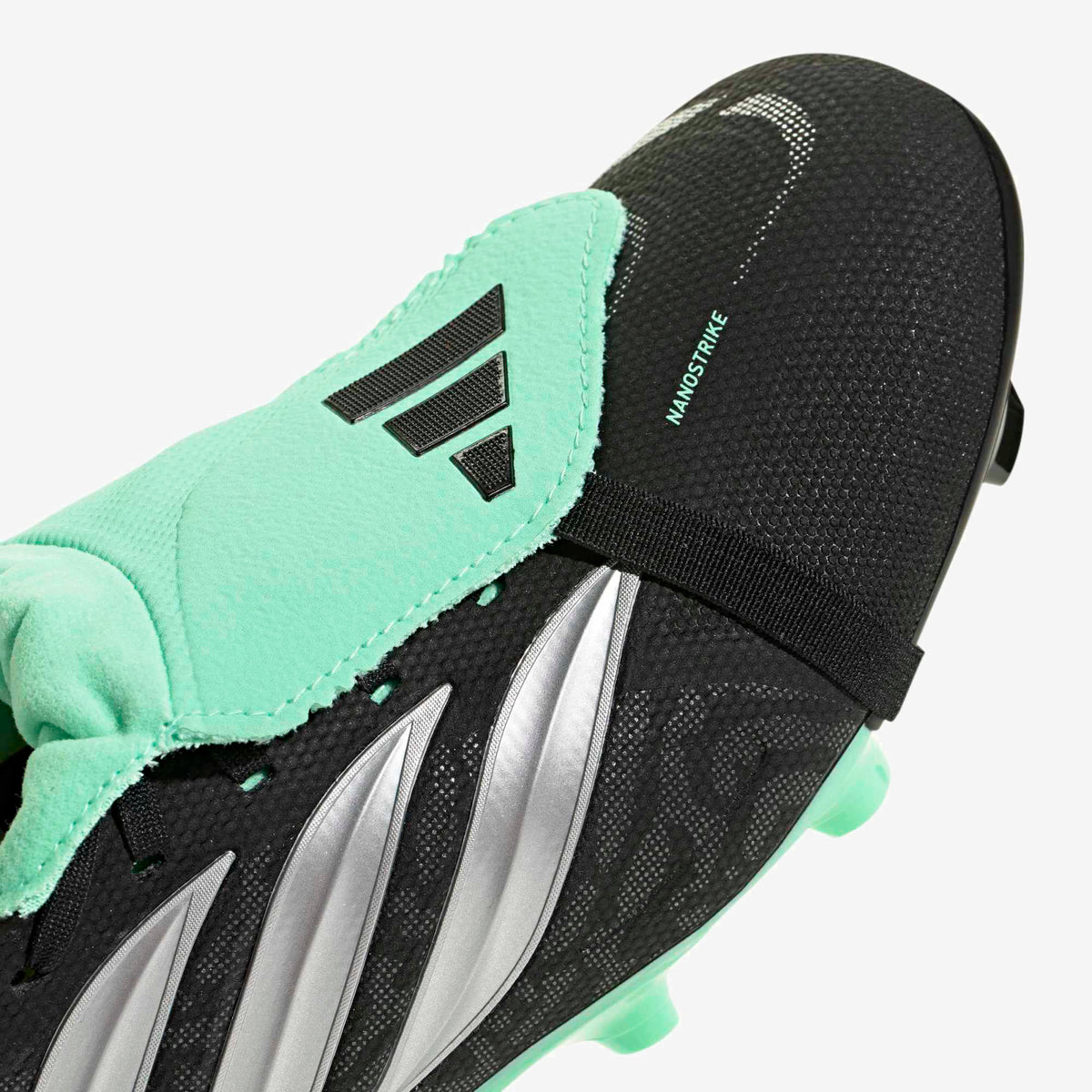 adidas Predator League Fold-Over Tongue Firm-Ground Low-Top Soccer Cleats - Core Black / Silver Met. / Pulse Mint