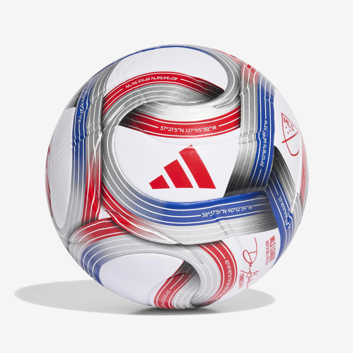 adidas Major League Soccer 26 NFHS League Soccer Ball - White / Team Royal Blue / Red / Silver Metallic