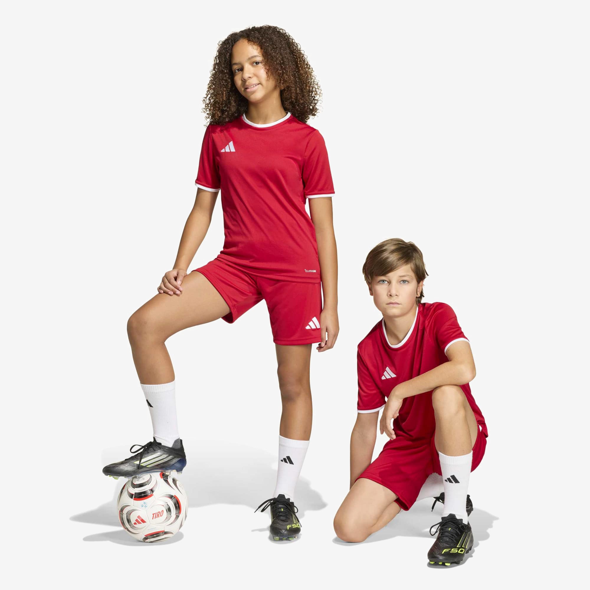adidas Entrada 26 Big Kids' Soccer Shorts - Team Power Red 2 / White